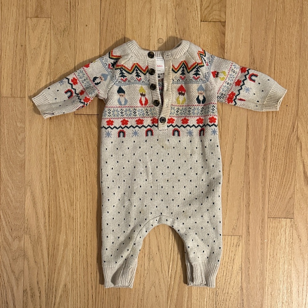 Cozy Knit Patterned Kids One Piece